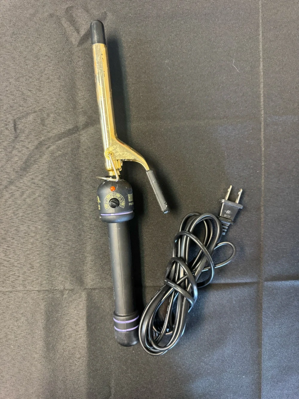 Black and Gold Curling Wand with Purple Accents - Unbranded